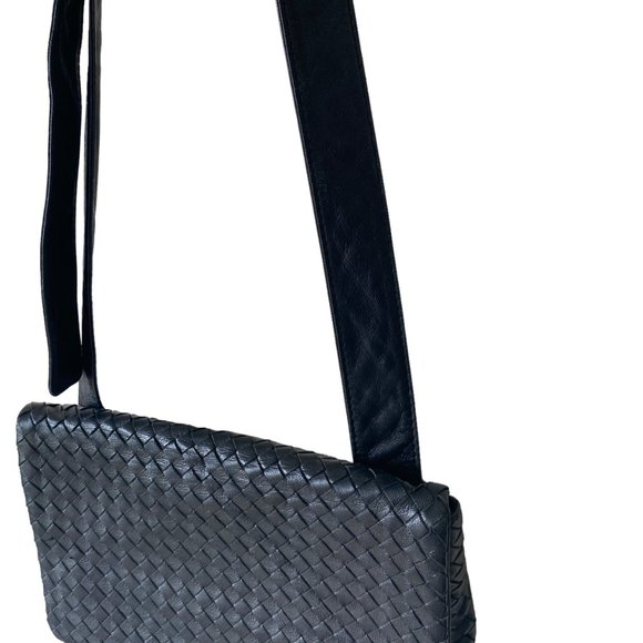 Timmy Woods Beverly Hills Woven Buttery Soft Leather Messenger Crossbody Handbag - Picture 4 of 16